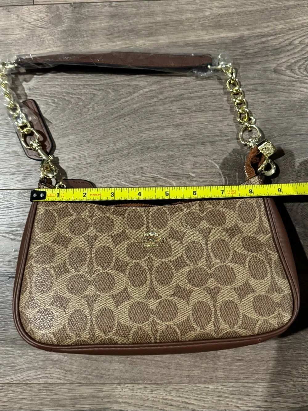 Coach Signature Canvas Shoulder Bag in Brown with Gold Hardware